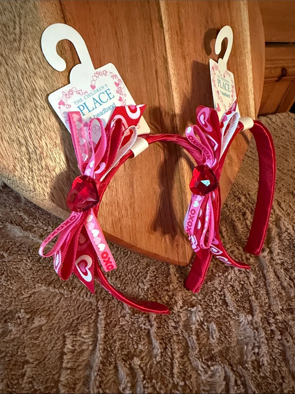 The Children's Place Hot Pink Heart Ribbon Bow Headband(set of 2).